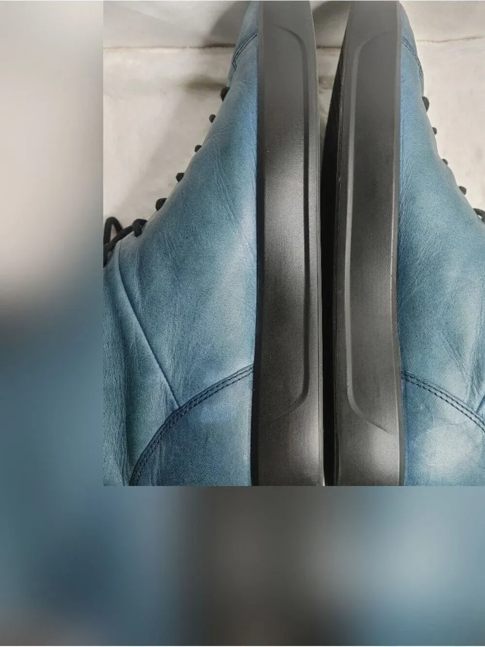 Ecco Indigo Soft 8 Tie II Men's Teal Blue Leather Chukka Boots 10/44 *see Photos
